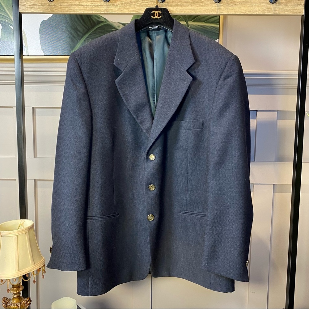 Men's 46 R Navy Blue Wool Surgeon Working Cuffs Blazer Made In Canada